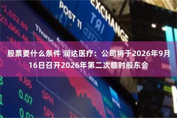 股票要什么条件 润达医疗：公司将于2026年9月16日召开2026年第二次临时股东会